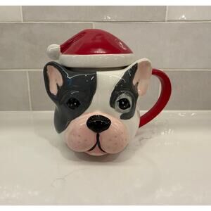 Santa Dog Mug Boston Terrier or French Bulldog with lid